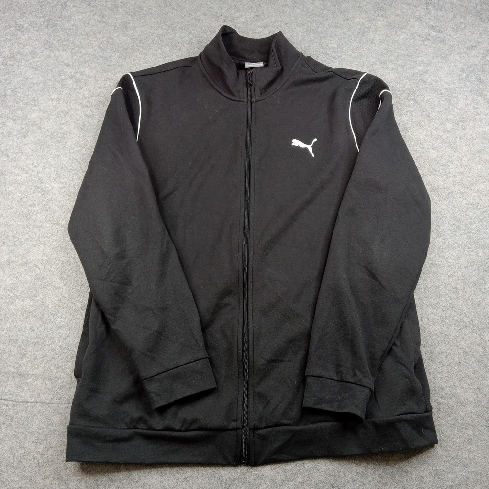 Puma Jacket Mens XL Black Full Zip Track Athletic Warm Up Logo‎ Top 683823-01